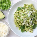 Spaghetti with avocado sauce