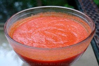 Chill the gazpacho soup for several hours before serving