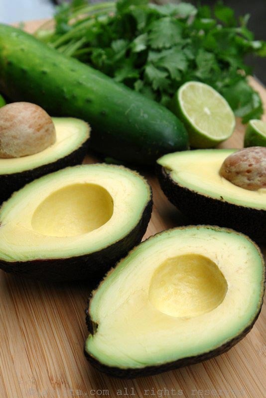 Ingredients for avocado sorbet