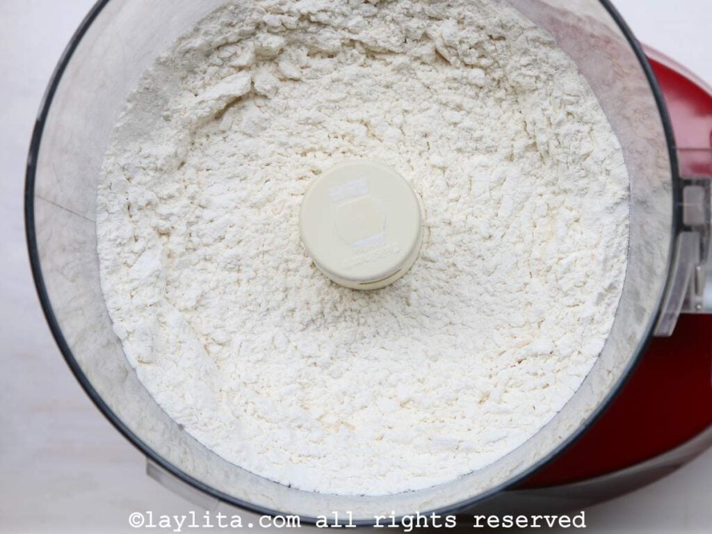 Making empanada dough in a food processor