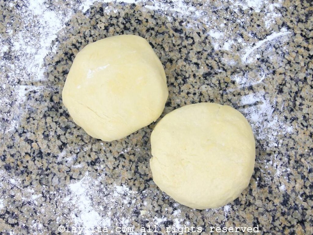Split the dough into two disks