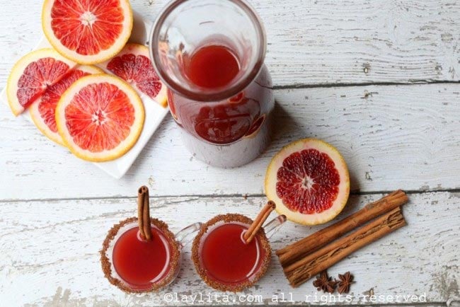 Hot spiced blood orange cocktail