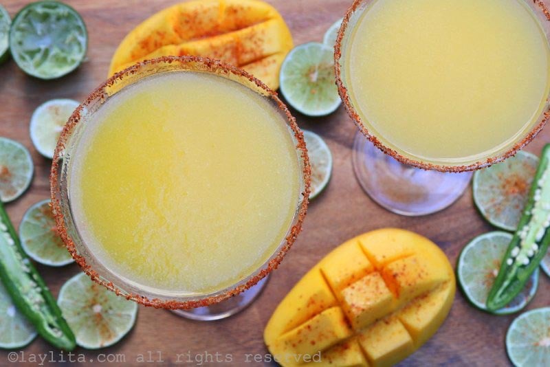 Spicy mango margarita cocktails