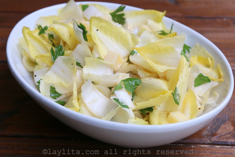 Simple endive salad with cheese