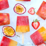 Passion fruit strawberry popsicles or paletas de fresa y maracuya