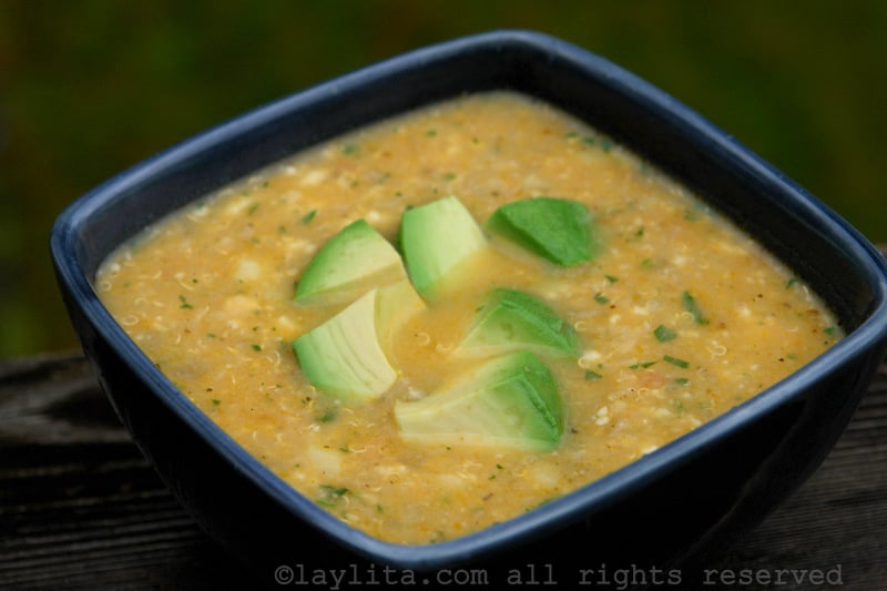 Quinoa and cheese locro soup