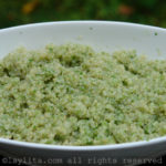 Quinoa with tomatillo and cilantro sauce