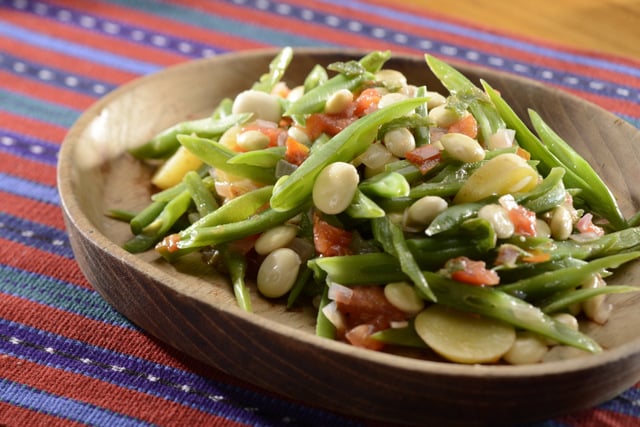 Chochos (lupini beans) and green bean salad or side dish