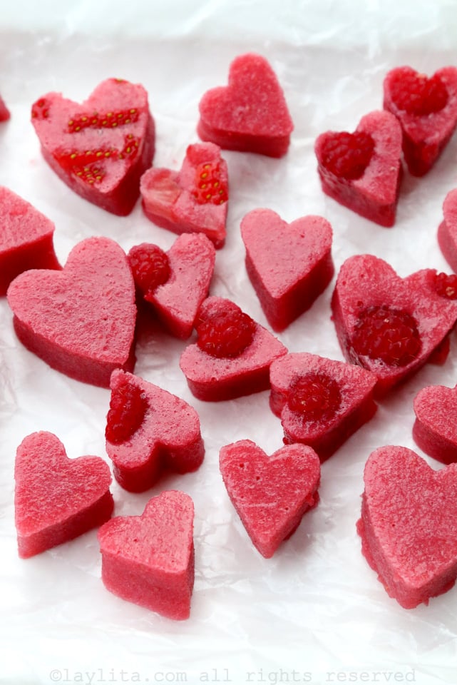 Raspberry strawberry gelatin hearts