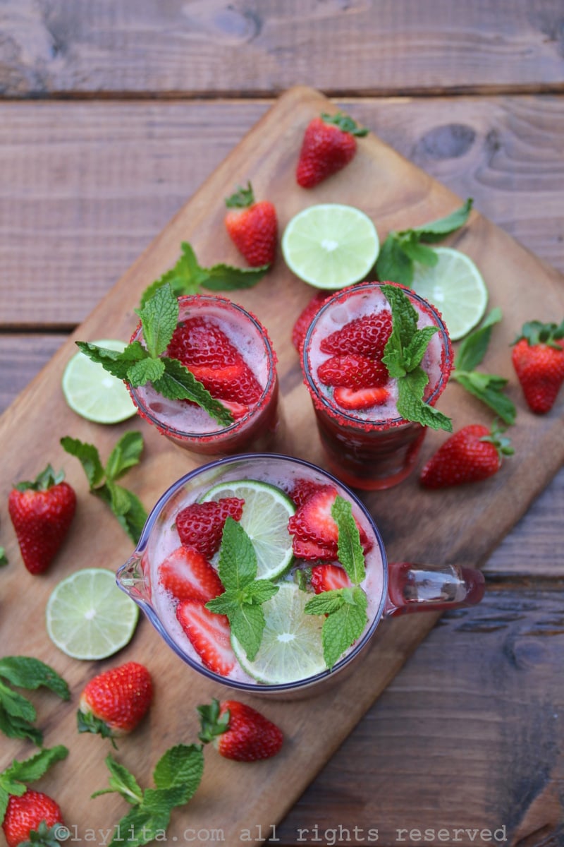 Strawberry mint mojito cocktails