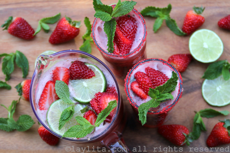 Strawberry mojito cocktails