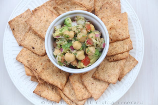 The chickpea salad can also be served as an appetizer