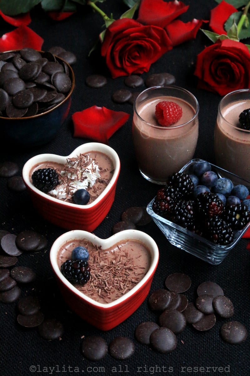 Chocolate panna cotta hearts