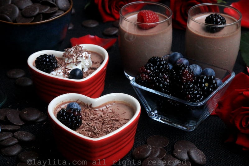 Chocolate panna cotta with berries