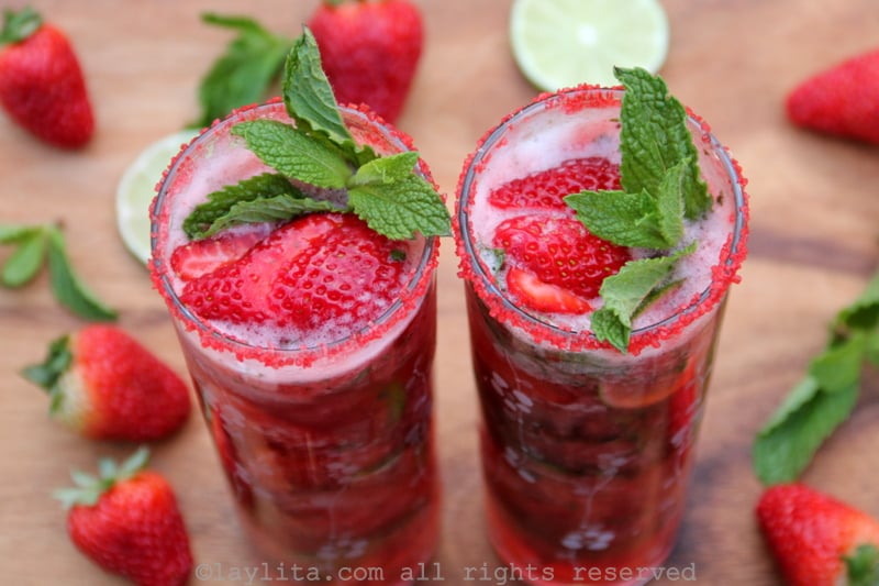 Strawberry mojito cocktails