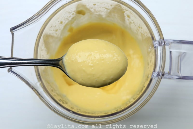 Homemade aioli sauce made in the blender