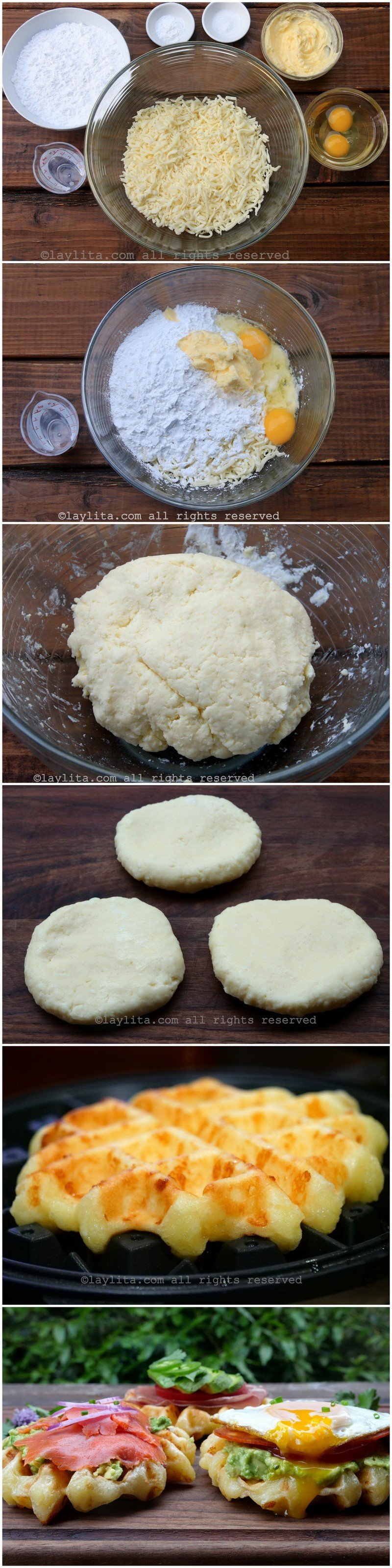 Step by step preparation for savory cassava cheese bread waffles