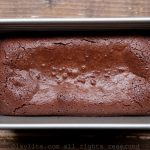 Molten chocolate cake baked in a rectangular mold