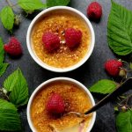 Creme brulee with raspberries