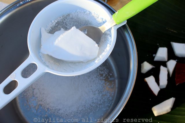 Strain the soaked and dried tapioca starch