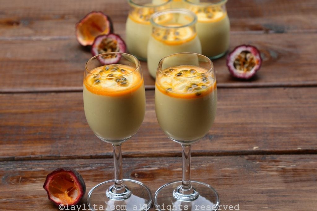 Passion fruit mousse without eggs or gelatin