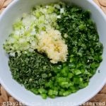 Fresh cilantro chimichurri preparation