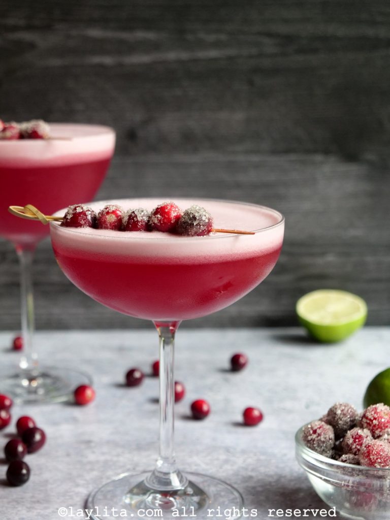 Cranberry pisco sour cocktail