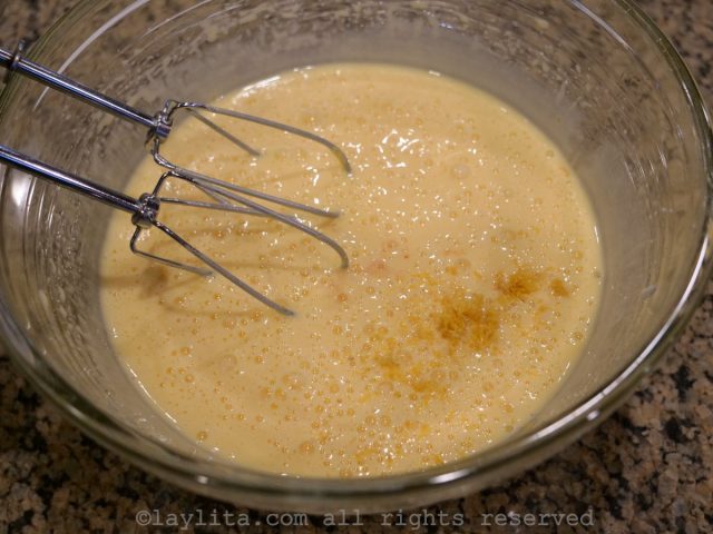 Add the vanilla yogurt, the vanilla extract and the orange/lemon zest