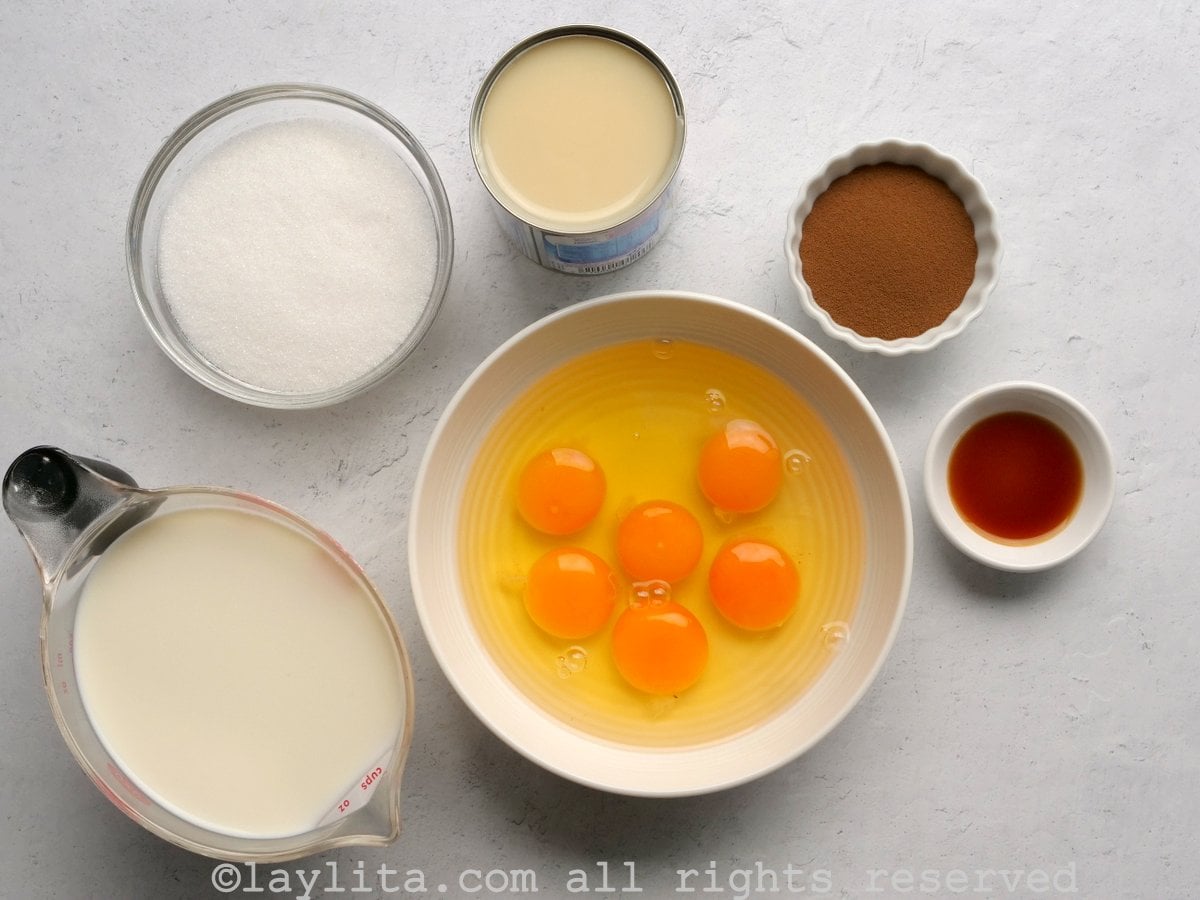 Ingredients needed to make coffee flan