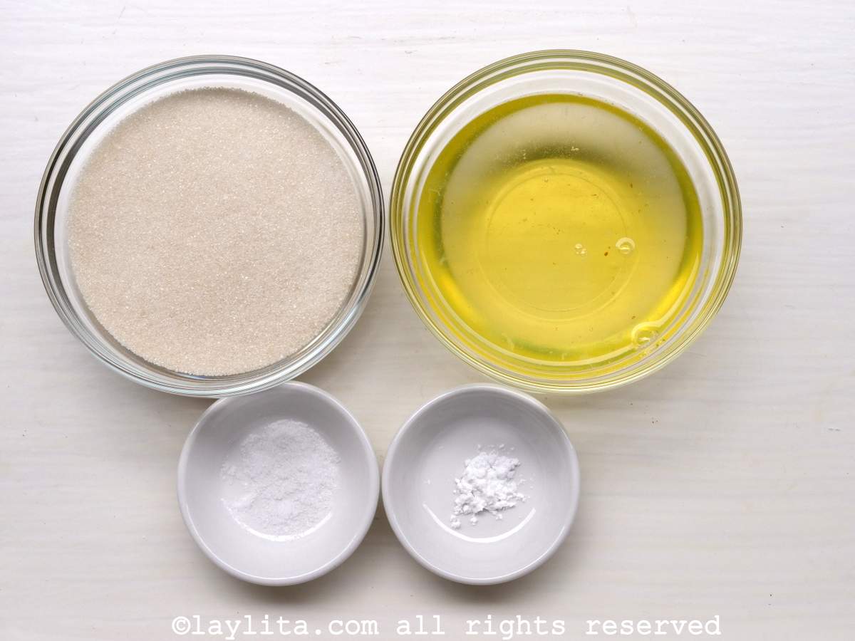 Ingredients needed for meringue frosting on a kitchen counter