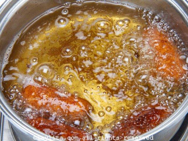 Fry the croquettes in oil