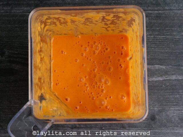 Orange sauce in a blender