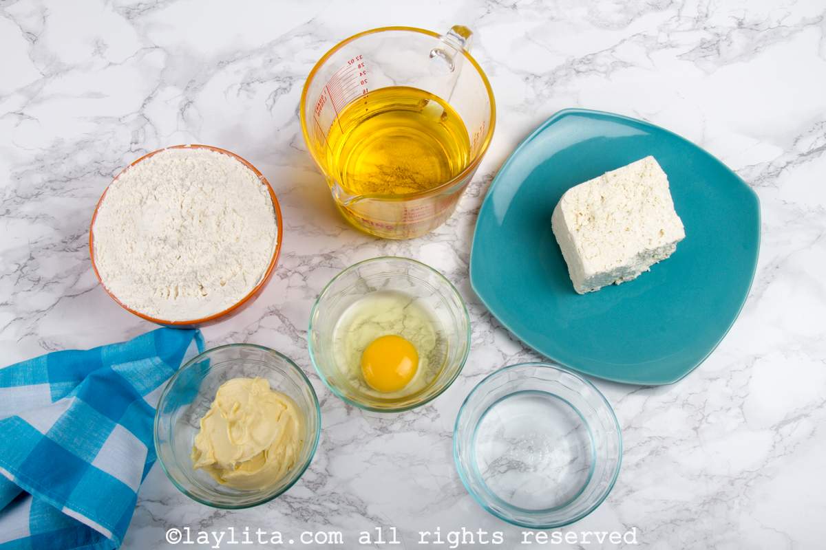 Ingredients for Venezuelan Cheese Tequeños on a kitchen counter