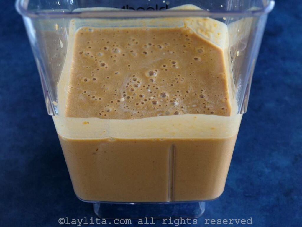 Filling ingredients in a blender after blending