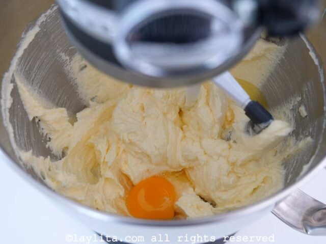 Add the eggs, one at a time