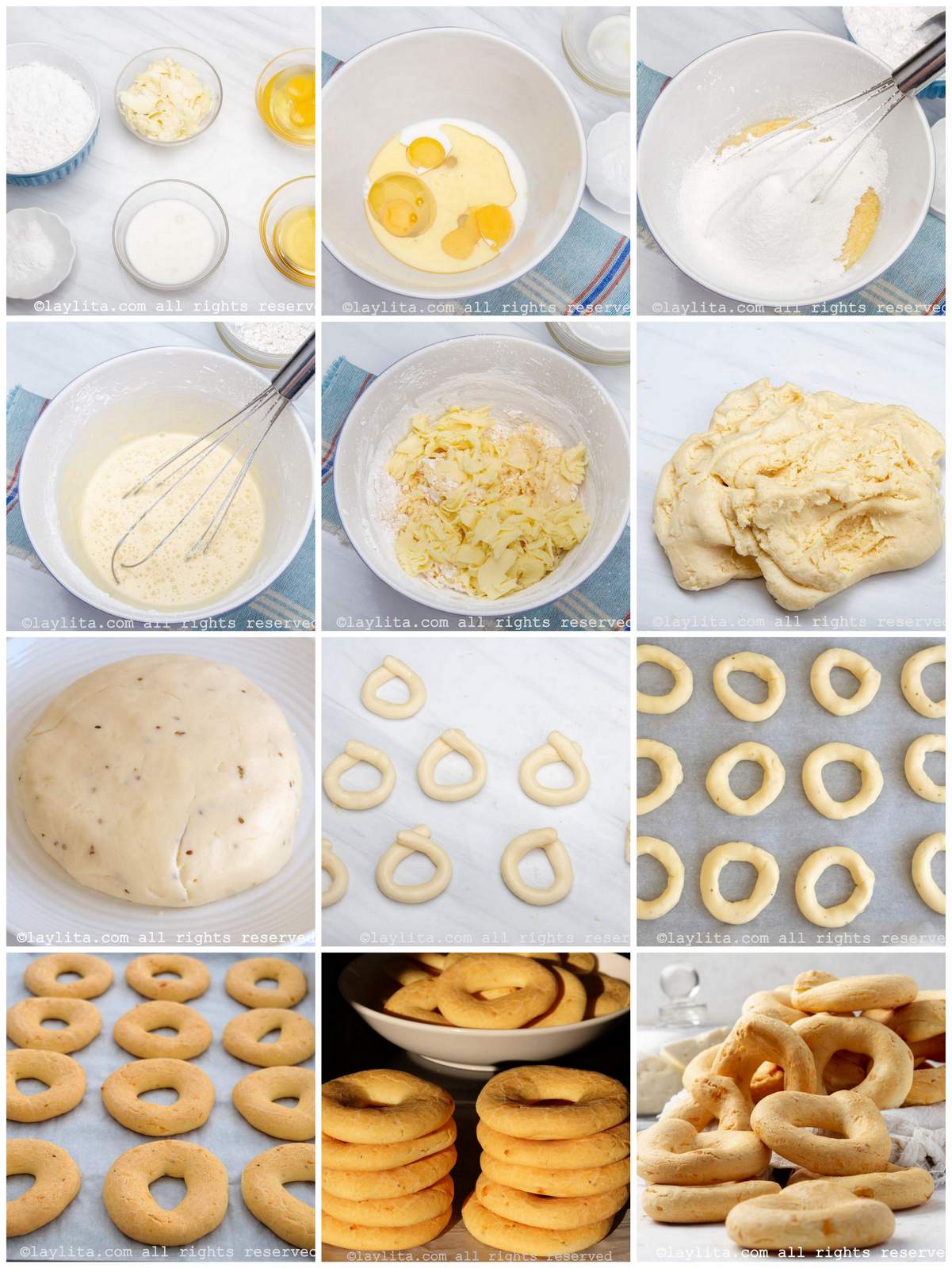 Collage of step by step preparation photos for Chipa o Paraguayan Cheese Bread