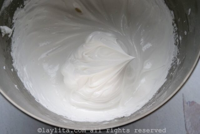 Meringue in a mixing bowl