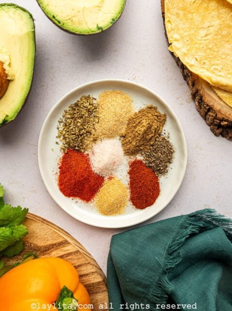 Spices for Shrimp Fajitas Seasoning in a bowl