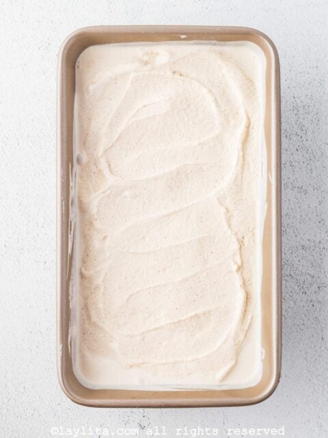 Cinnamon ice cream in a rectangular mold