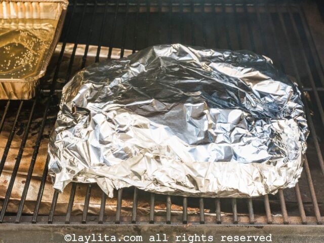 Smoking the beef brisket on the grill