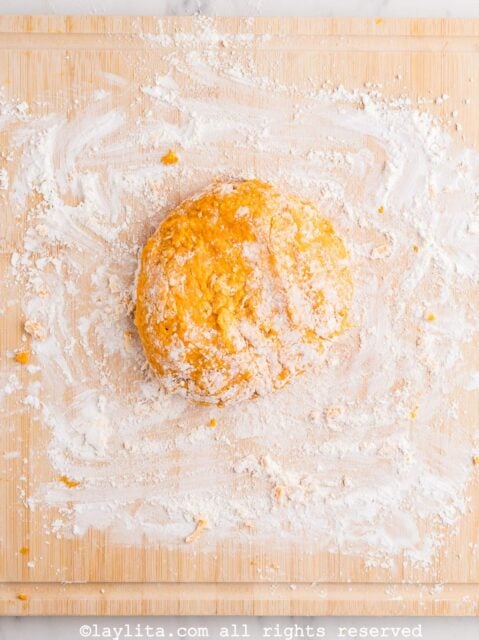 A ball of sweet potato dough