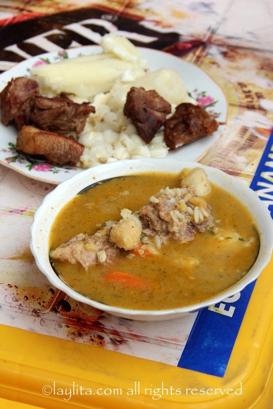 Sancocho de chancho or pork soup in Landangui, Loja