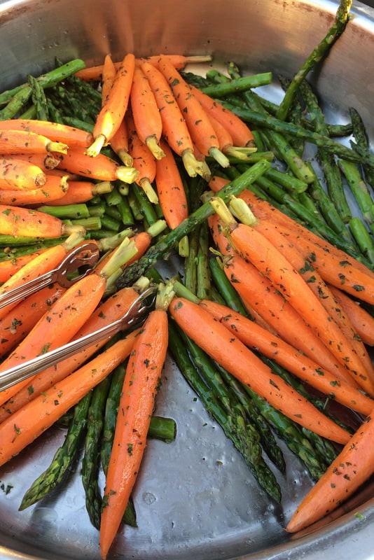 Roasted carrots and asparagus