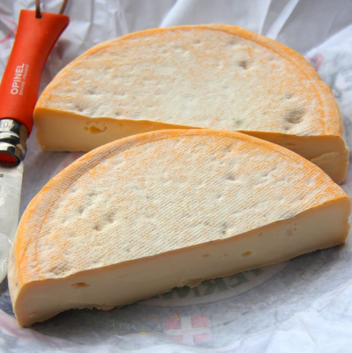 Reblochon raw milk cheese in the Alps