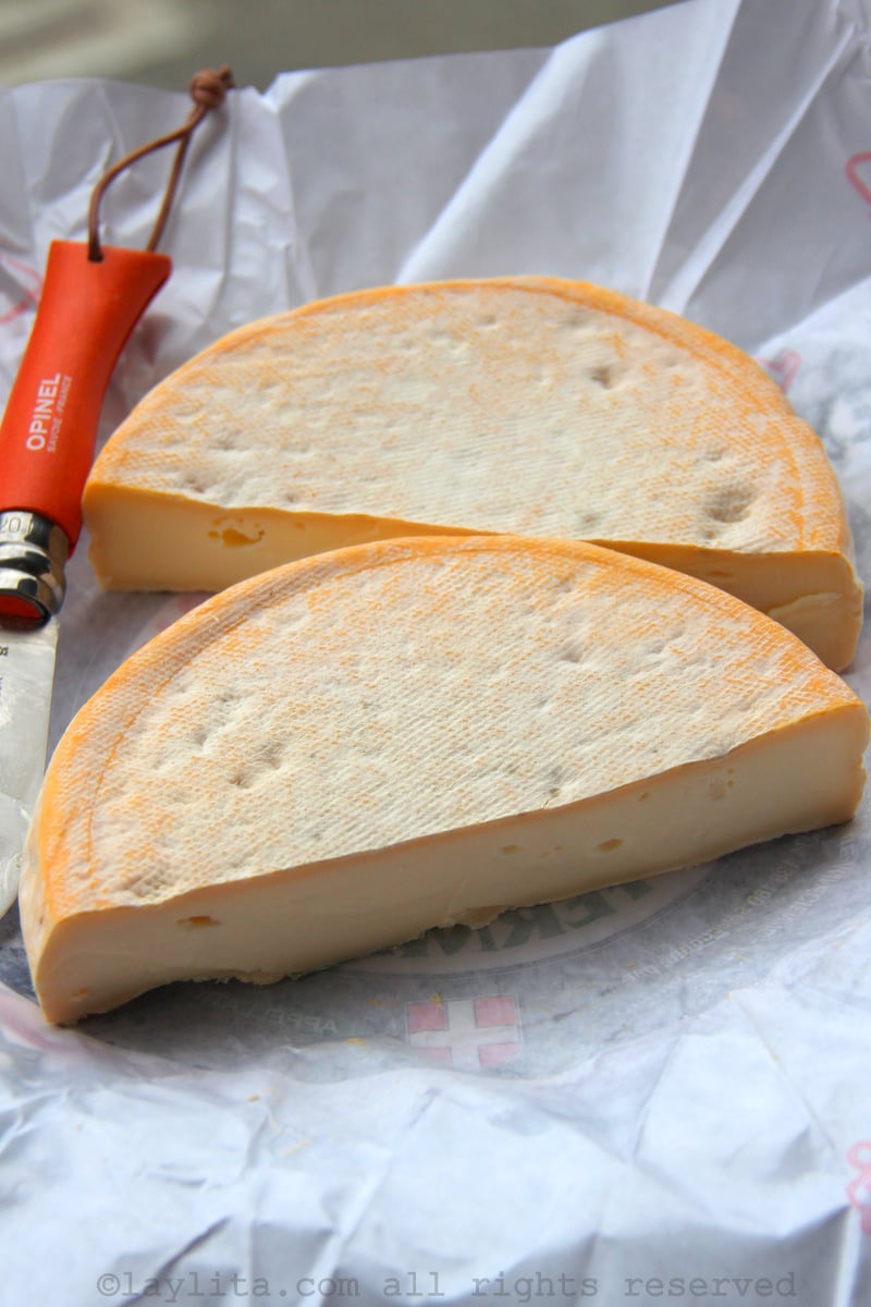 Reblochon raw milk cheese in the Alps
